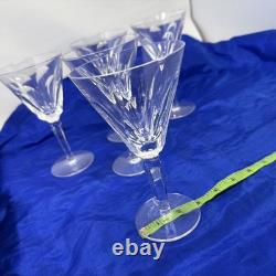 Waterford Ireland Clear Crystal Sheila Cut Glass Water Wine Goblets 7 Set of 5