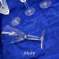 Waterford Ireland Clear Crystal Sheila Cut Glass Water Wine Goblets 7 Set of 5