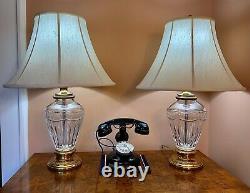 Waterford Irish Crystal 27 Pompeii Lamps w Stiffel Shades (2) Made in Ireland