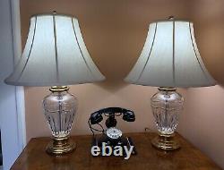 Waterford Irish Crystal 27 Pompeii Lamps w Stiffel Shades (2) Made in Ireland