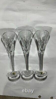 Waterford Large cut Crystal champagne flutes, glasses set of 2, 9
