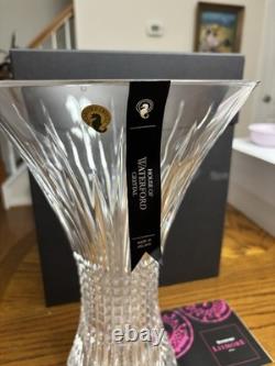Waterford Lismore Crystal Cut Glass Vase Diamond Pattern Clear with Box, 14 inch