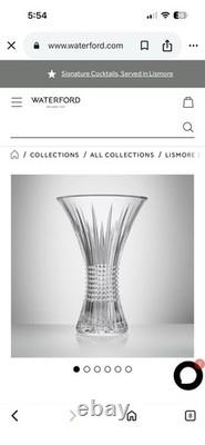 Waterford Lismore Crystal Cut Glass Vase Diamond Pattern Clear with Box, 14 inch