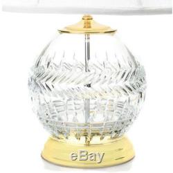 Waterford Meg Rose Crystal Bowl Wedge Cut Table Lamp with Silk Coolie Shade