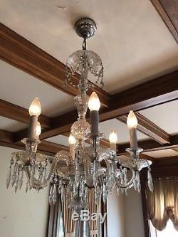 Waterford Mid Century Cut Crystal 6 Light Entry Dinning Room Chandelier