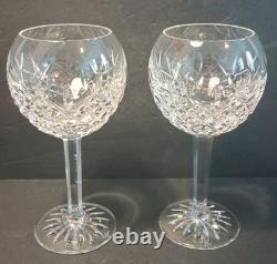 Waterford Pallas Crystal Glass PAIR Wine Goblet Cut Glass 7.25 FREE SHIPPING