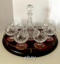 Waterford Rare Signed Nocturne Cut Crystal Ship's Decanter Set Brandy Glasses