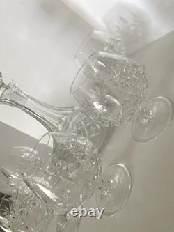 Waterford Rare Signed Nocturne Cut Crystal Ship's Decanter Set Brandy Glasses