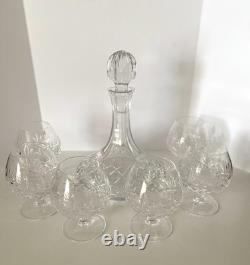 Waterford Rare Signed Nocturne Cut Crystal Ship's Decanter Set Brandy Glasses