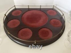 Waterford Rare Signed Nocturne Cut Crystal Ship's Decanter Set Brandy Glasses