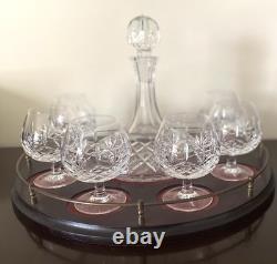 Waterford Rare Signed Nocturne Cut Crystal Ship's Decanter Set Brandy Glasses