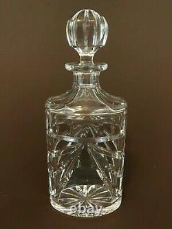 Waterford Signed Overture Cut Crystal Glass Oval Liquor Decanter w Stopper