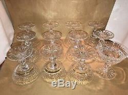 Waterford Tramore Pattern Irish Cut Crystal Set Of 12 Sherbet Champagne Glasses