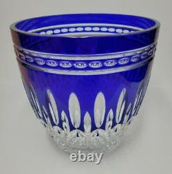 Waterford Vintage Crystal Ice Bucket Cobalt Blue Clarendon Cut To Clear Rare