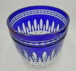 Waterford Vintage Crystal Ice Bucket Cobalt Blue Clarendon Cut To Clear Rare