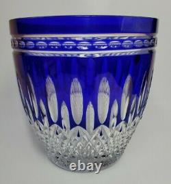 Waterford Vintage Crystal Ice Bucket Cobalt Blue Clarendon Cut To Clear Rare