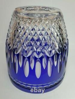 Waterford Vintage Crystal Ice Bucket Cobalt Blue Clarendon Cut To Clear Rare