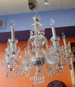 Waterford style Crystal 6 Arm Chandelier cut crystal glass lots of real crystals