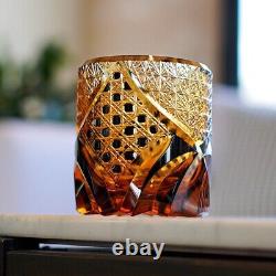 Whiskey Glass Japanese Style Carved Crystal Glasses Edo Kiriko Hand Cut to Clear