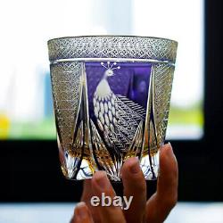Whiskey Glasses for Scotch, Bourbon, Liquor Cocktail Crystal Glasses Purple 12oz