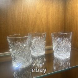 Whiskey Rocks Tumbler 3.75 H Antique American Brilliant Cut Crystal Set of 3