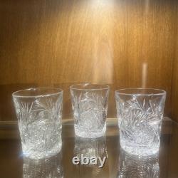 Whiskey Rocks Tumbler 3.75 H Antique American Brilliant Cut Crystal Set of 3