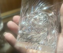 Whiskey Rocks Tumbler 3.75 H Antique American Brilliant Cut Crystal Set of 3