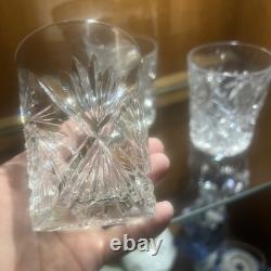 Whiskey Rocks Tumbler 3.75 H Antique American Brilliant Cut Crystal Set of 3
