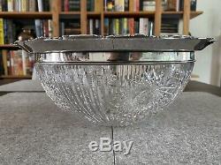 Wilcox Sterling Silver Rim American Brilliant Cut Glass Punch Bowl 12.25 T63
