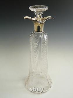 William Comyns Silver Top DECANTER Intaglio cut with Flowers