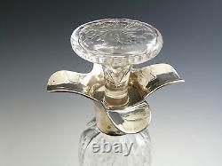 William Comyns Silver Top DECANTER Intaglio cut with Flowers