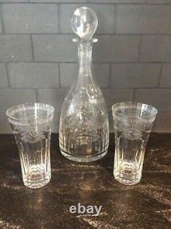 William Yeoward Pearl pattern crystal decanter cut & engraved